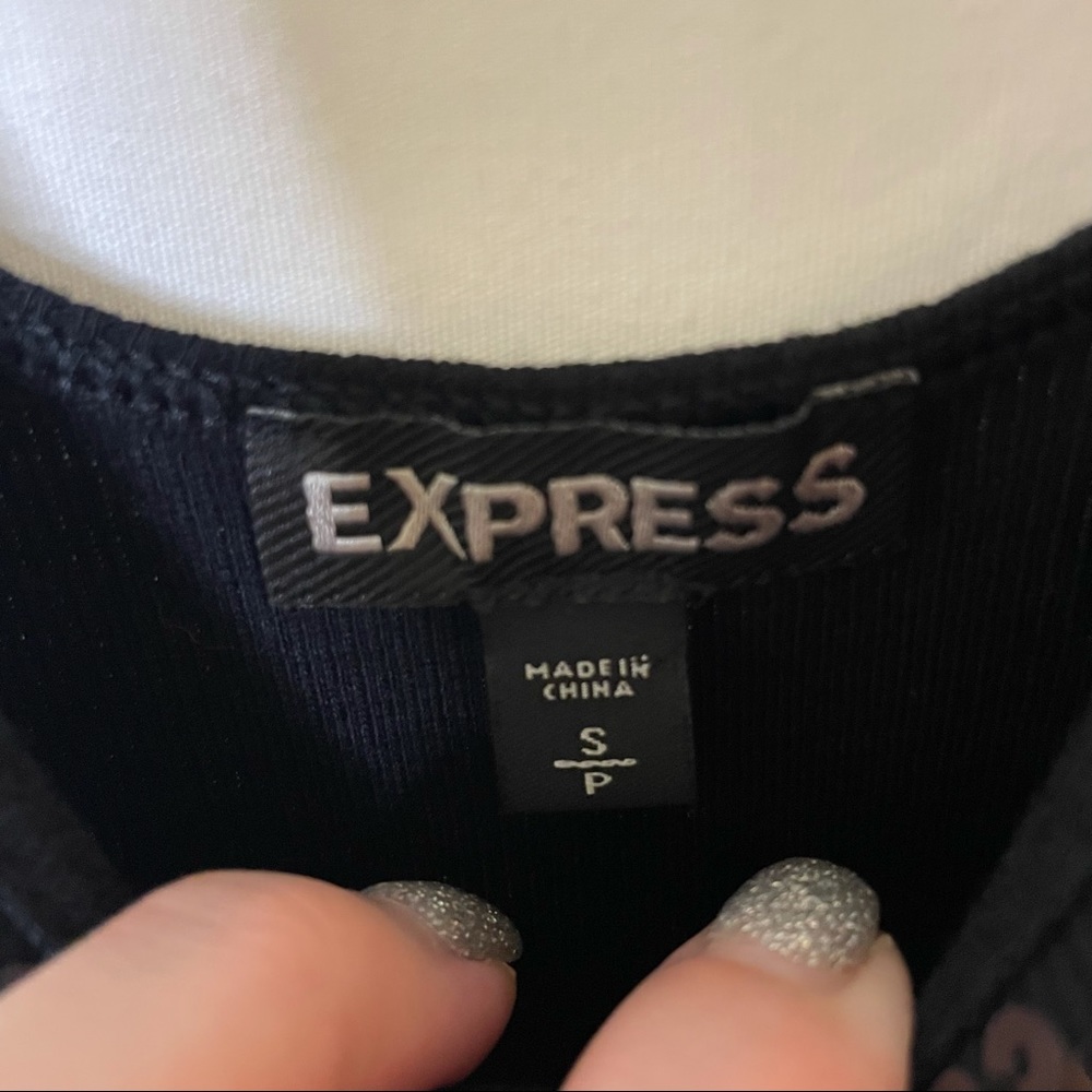 Express Black Sequin Sparkle Ribbed Tank Top - S - Picture 7 of 9